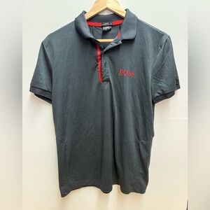 Boss Charcoal and Scarlet Slim Fit Shirt
